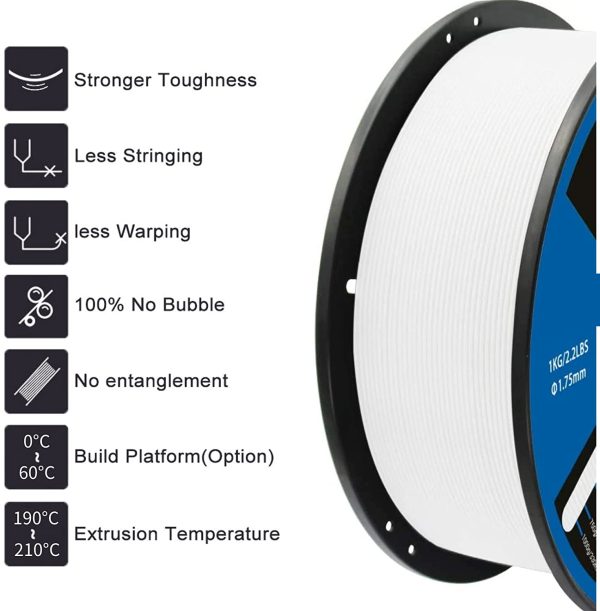 3D PLA Printer Filament, 1.75mm +/- 0.03mm, 3D Printing Material PLA-at, Net Weight 1kg Spool (2.2lbs), 330m/1082ft per Roll with Vacuum Package - Image 4