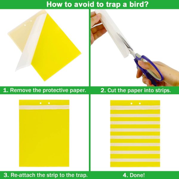 Yellow Sticky Traps, 8x6 Inch, Dual-Sided, 20 Sheets with Twist Ties and Plastic Holders, for Capture Insects Like Flies, Gnats - Image 4