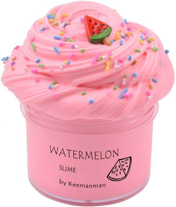 Keemanman Pink Watermelon Butter Fluffy Slime, DIY Slime Supplies Kit for Girls and Boys, Stress Relief Toy Scented Slime Toy for Kids Education, Party Favor, Gift and Birthday(7oz) - Image 2