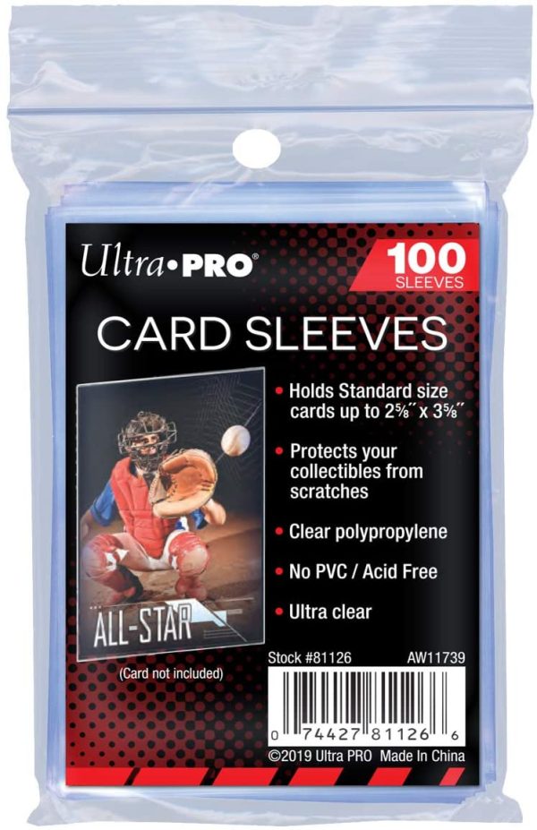 Ultra Pro 100 Pcs Soft Card Sleeves, 2 5/8 x 3 5/8-Inches