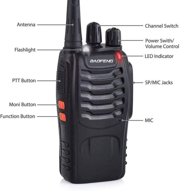 BaoFeng BF-888S(BF-88A) FRS Radio Walkie Talkie 0.5W 16-Channel Two Way Radio with Earpiece, LED Flashlight, USB Charger 4 Pack - Image 5