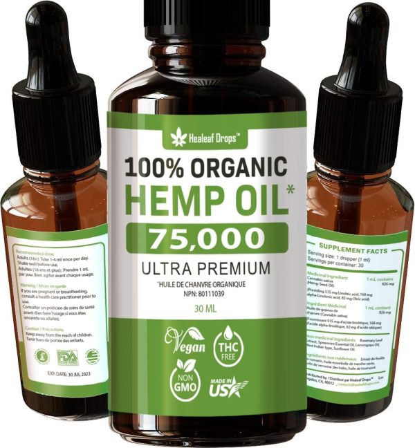 Hemp Oil Extract for Pain, Anxiety & Stress Relief - Extra Strength ?C 75000 ?C Organic Hemp Oil for Better Mood, Sleep Support ?C Pure Hemp Seed Oil ?C Rich in Omega 3-6-9 Oils, Vitamins & Fatty Acids - Best Herbal Skin Care Supplement - Image 4