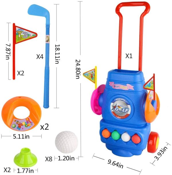 WTOR Toys 19Pcs Golf Toy Kids Golf Cart Toy Sport Toddler Golf Set Kids Golf Club Set with Wheels Clubs Balls Educational Toy for Kids Boys Girls Aged 2 3 4 5 6 Outdoor Play - Image 4