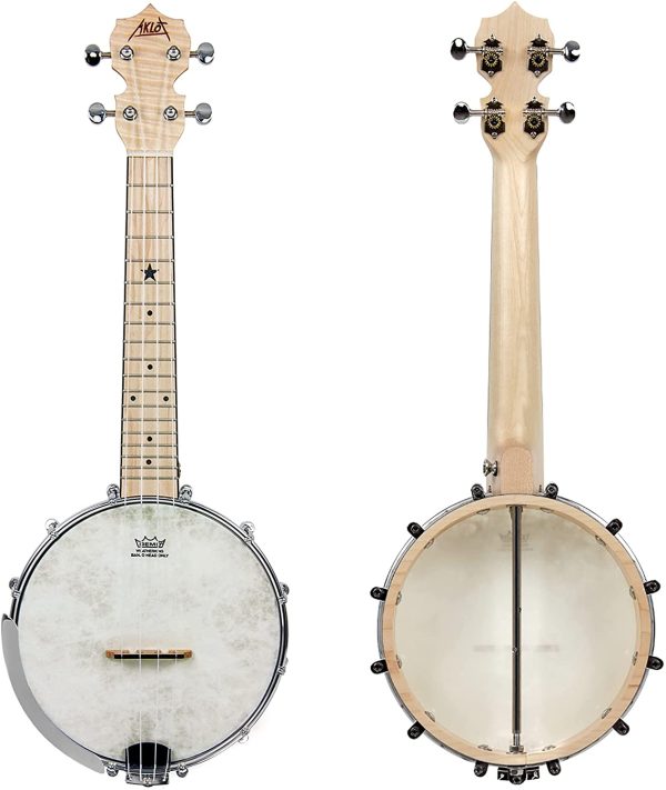 AKLOT Banjo Ukulele Concert 23 inch Remo Drumhead Open Back Maple Body 1:15 Advanced Tuner with Two Way Truss Rod Gig Bag Tuner String Strap Picks - Image 3