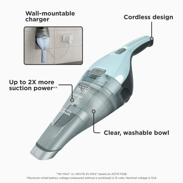 beyond by BLACK+DECKER Cordless dustbuster® - Handheld Vacuum Cleaner - Cordless, Icy Blue - Mini Vacuum Cleaner (Model Number: HNVC215B12AEV) - Image 6