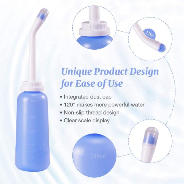 Meidong Portable Travel Bidet Handheld Personal Bidet Sprayer Mini Portable Bidet for Toilet 500ML Eva Bottle Water Capacity with Extra Long Pointed Nozzle Spray Cleaner for Personal Hygiene Cleaning/Baby Care/Soothing Postpartum Care/(Outdoor/Travling) - Image 3