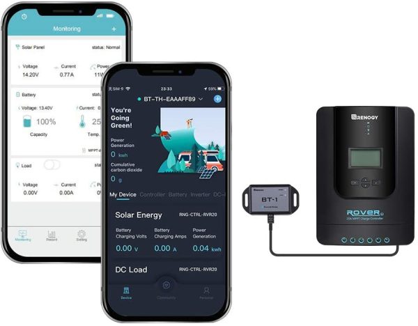 Renogy 20A 12V/24V MPPT Solar Charge Controller, Solar Panel Controller Auto Parameter Adjustable with LCD Display & Bluetooth Module for Gel Sealed Flooded and Lithium Battery - Image 6
