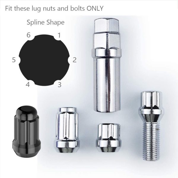 WHEEL CONNECT Lug Nuts Key for Spline Drive Lug Nuts and Bolts, 6 Point Spline Lug Nuts Socket??19 mm (3/4??) & 21 mm (13/16??) Hex,Chrome Finish, Light Version. - Image 4