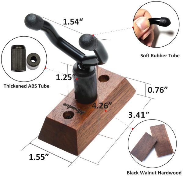 Ukulele Wall Mount Hanger, Moodve Ukulele Holder Stand For Wall Fits Ukulele/Mandolin/Banjo, Ukulele Hanger Display For Concert, Home, Studio, Exhibition (Black Walnut) - Image 3