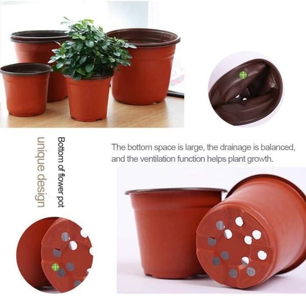 Yontree Plastic Plants Nursery Pots Seed Starting Pots Flower Plant Container Planting Pots 4",100 Pack - Image 4