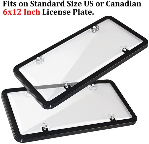 License Plate Covers, 2 Pack Clear License Plate Frames with Screw Caps, Licence Plate Protector (Clear) - Image 4