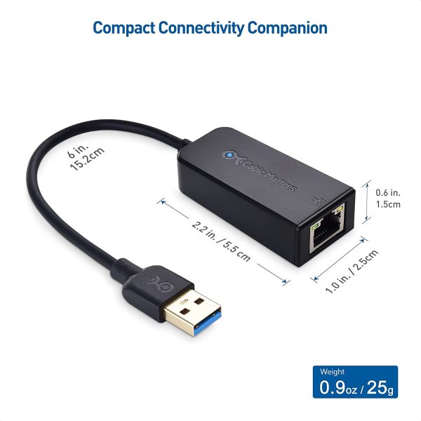 Cable Matters USB to Ethernet Adapter (USB 3.0 to Ethernet, USB 3 to Ethernet, USB to Gigabit Ethernet, USB to RJ45) Supporting 10/100/1000 Mbps Ethernet Network in Black - Image 6