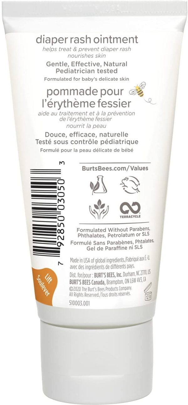 Burt's Bees Baby Diaper Rash Ointment, Maximum Strength, 40% Zinc Oxide, 100% Natural Origin, Pediatrician Tested, Mother's Day Gift, 85g - Image 2