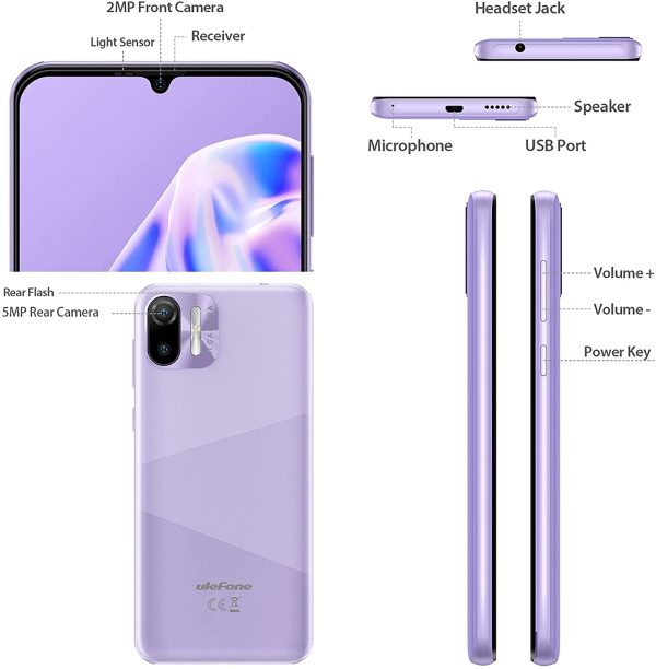 Note 6 Android Phone, Unlocked Cell Phones Canada, 6.1?? HD+ 32GB Smartphone Unlocked, Ultra-Slim Lightweight Cell Phone Dual SIM, 3G Mobile Phone Canada for Child & Senior (Purple) - Image 8