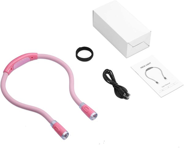 LED Neck Reading Light, Book Light for Reading in Bed, 3 Brightness Levels, Bendable Arms, Rechargeable, Long Lasting, Perfect for Reading, Knitting, Camping, Repairing (Pink) - Image 8