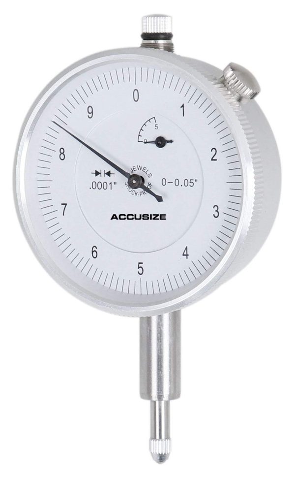 Accusize Industrial Tools 0-0.05'' x 0.0001'' Dial Indicator, AGD2 Style, with Back Lug, P900-S097