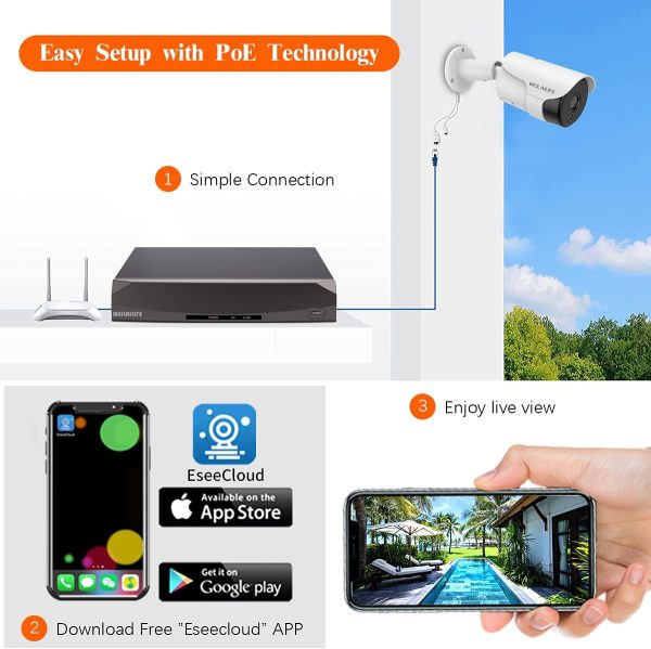 ??5.0MP Two Way Audio?? PoE Security Camera System, 4pcs 5MP Wired Backstreet PoE IP Cameras, 8 Channel NVR Recorder with 2TB HDD, 24/7 Video Complete Surveillance Systems for Outdoor/Indoor Use - Image 7