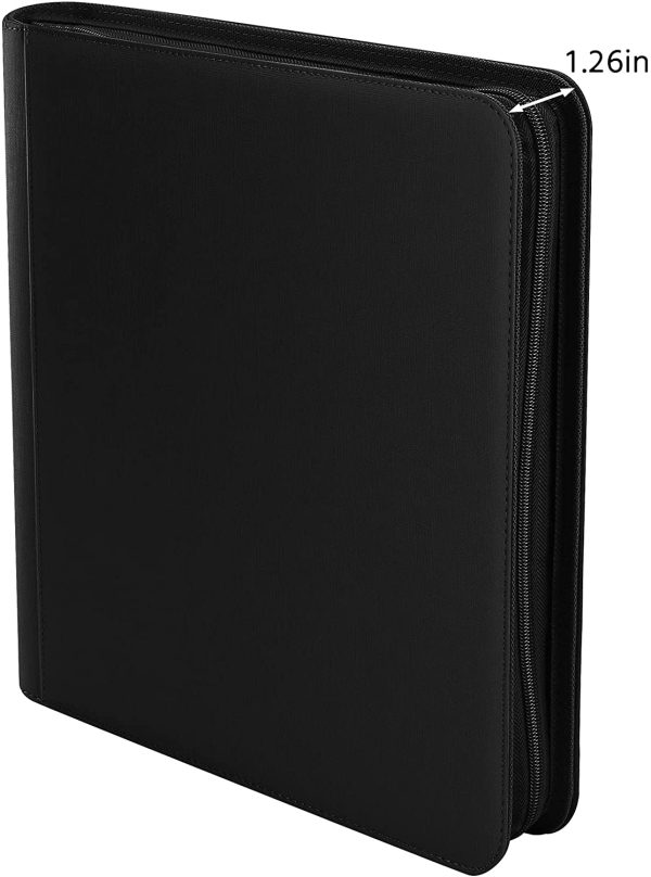 Trading Cards Album,Card Collector's Album Contains 20 Premium 12 Pages and Can Hold Up to 480 Cards, Zipper Binder Card Holder-Black - Image 2