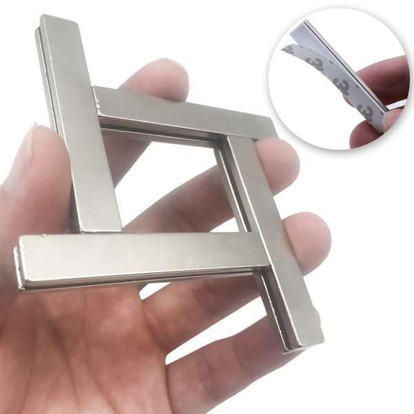 10 Pack Strong Neodymium Bar Magnets Rare Earth Magnets with Double Metal Rectangular Adhesive -60x10x3mm - Image 3