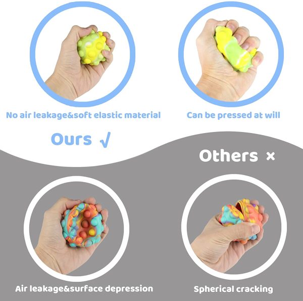 Pop Fidget 3D Stress Balls 6 Pack Toys Poppers Poppet Silicone Bouncing Squishy Portable Tie Dye Circle Ball Popitsfidgets Popping Push It Bubble Sensory Toy Squeeze Kids Boys Girls Gift Autism - Image 2