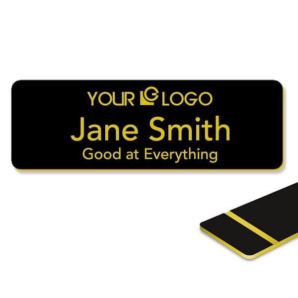 Cmart555 Custom Engraved Name Tag Badges ??Personalized Identification with Pin or Magnetic Backing (3x1in, Black - Gold Text) - Image 5