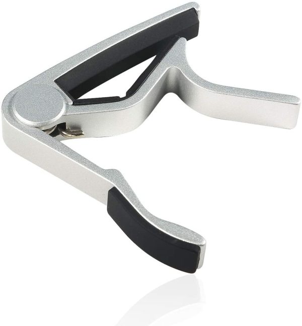 WINGO 6 String Single-handed Guitar Capo For Acoustic Electric Guitar - 2 Pack of Black and Silver - Image 2