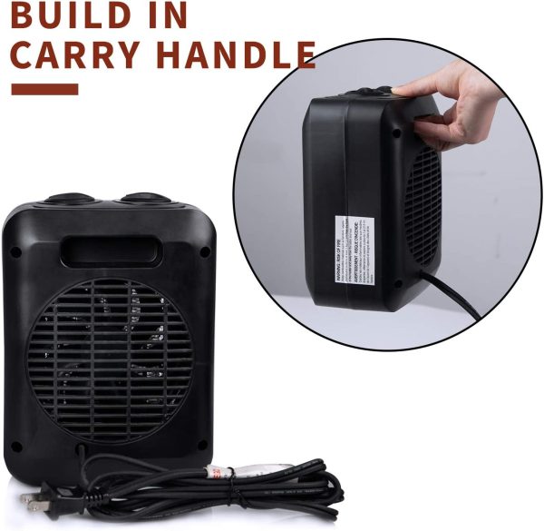 Brightown Portable Electric Space Heater: 1500W/750W Ceramic Small Heaters with Thermostat Heat Up 200 sq. Ft in Minutes|Safe & Quiet for Office Room Desk Indoor Use (Small)