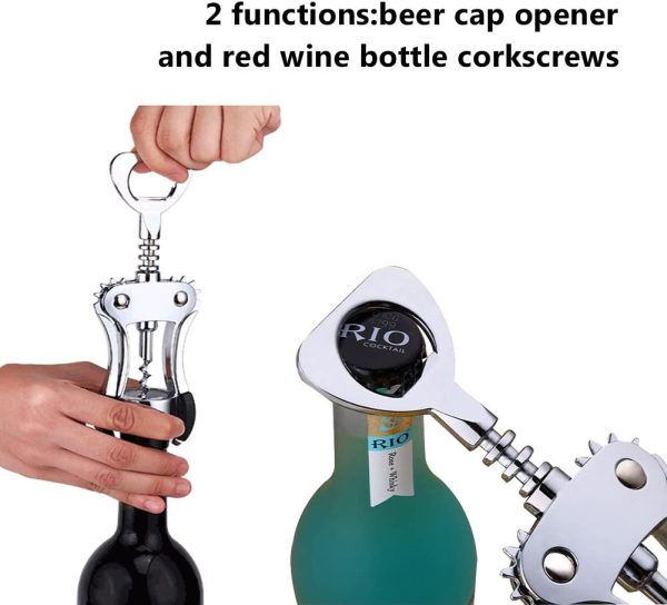 Wine Opener, Premium Multifunctional Wing Corkscrew Wine Bottle Opener, Luxury Waiter Corkscrew with Stopper Set for Wine Enthusiast Waiters - Image 5