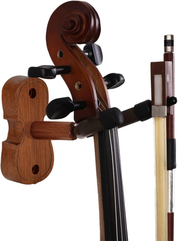 Rosewood Violin Hanger With Bow Hanger Viola Hanger Home & Studio Wall Mount Violin Hanger (Rosewood MA-5) - Image 4