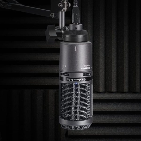 AT2020USB+ Cardioid Condenser USB Microphone, With Built-In Headphone Jack & Volume Control, Perfect for Content Creators, Black