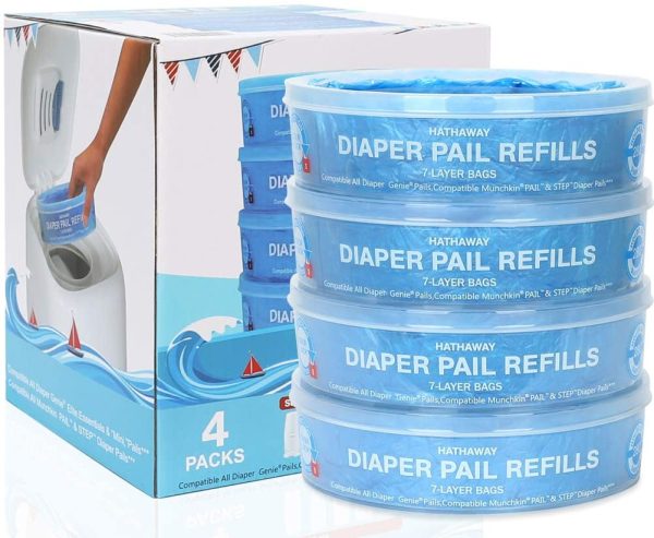 Diaper Pail Refill Bags, Compatible with Diaper Genie Pails,4-6 Months Supply,1120 Count (Pack of 4) - Image 5