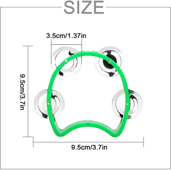 SAVITA 4 Pcs Percussion Tambourine Plastic Mini Half Moon Adults Tambourine Jingle Bell Musical Toys Musical Rhythm Instruments for Boys Girls Kindergarten Party Family Gatherings (Multi-colors) - Image 2