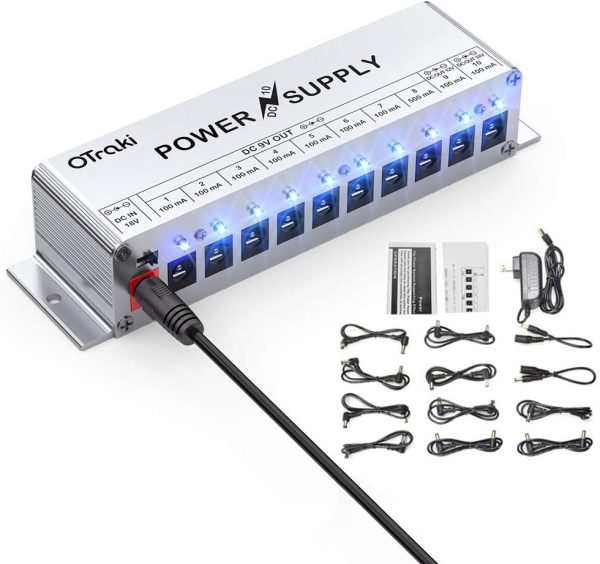 OTraki Pedal Power Supply 10 DC Isolated Output 9V 12V 18V 100mA 500mA Guitar Effect Pedal Board Power Supplies with Blue LED Indicator Smart Short Circuit and Over Current Protection - Image 5