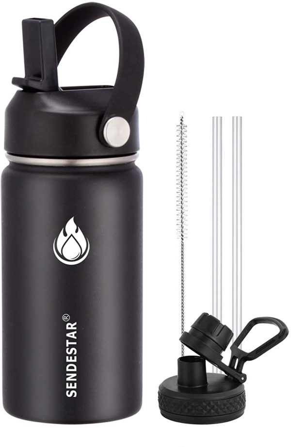 SENDESTAR Water Bottle 32 oz 40 oz 64oz Double Wall Vacuum Insulated Leak Proof Stainless Steel Sports Water Bottle 2 or 3 Lids??Wide Mouth with Straw Lid & Flex Cap or Spout Lid - Image 3