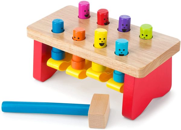 Melissa & Doug Deluxe Pounding Bench Wooden Toy with Mallet (Developmental Toy, Helps Fine Motor Skills) - Image 3