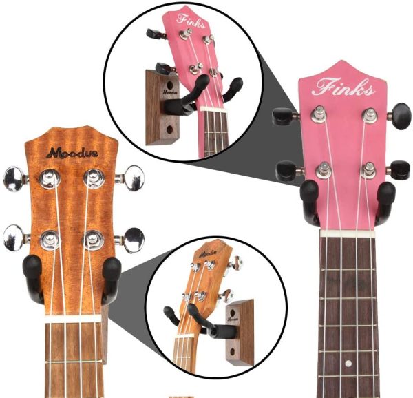 Ukulele Wall Mount Hanger, Moodve Ukulele Holder Stand For Wall Fits Ukulele/Mandolin/Banjo, Ukulele Hanger Display For Concert, Home, Studio, Exhibition (Black Walnut) - Image 5