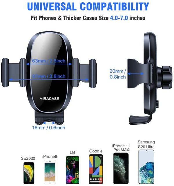 Miracase Car Phone Mount, [Thick Case & Big Phones Friendly] Long Arm Suction Cup Phone Holder for Car Dashboard Windshield Air Vent Hands Free Cell Phone Holder Compatible with All Mobile Phones