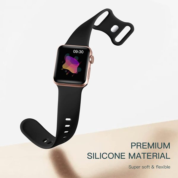 Maledan Compatible with Apple Watch Band 38mm 40mm 41mm 42mm 44mm 45mm Women Men, Soft Silicone Sport Strap Bands for iWatch Series 7 6 5 4 3 2 1 SE, 6 Pack Small Lage - Image 5