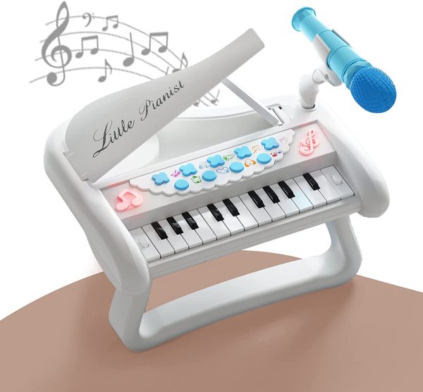 ZMZS Baby Frist Birthday Gift for 1 2 Year Old Girl Boys Kids Keyboard for Toddlers 18 Months Infant Musical nstrument with Microphone White - Image 2