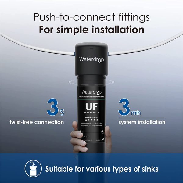 0.01 ??m Ultra Filtration Under Sink Water Filter System, 16K Gallons Chlorine Reduction Capacity, with Dedicated Faucet, USA Tech, 15UB-UF - Image 4