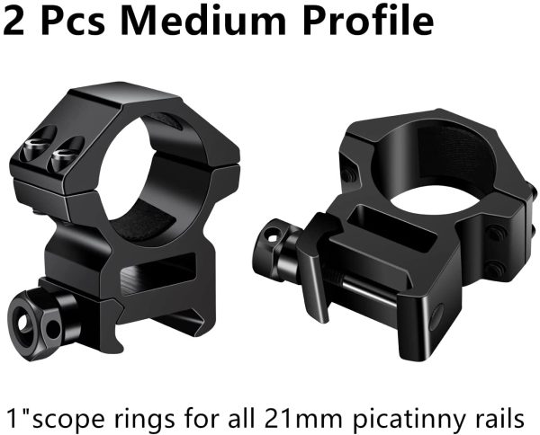 TACwolf 1'' Scope Rings, 2Pcs High Profile + 2Pcs Medium Profile 1 Inch Scope Mount Rings for Pi-catinny Rail - Image 5