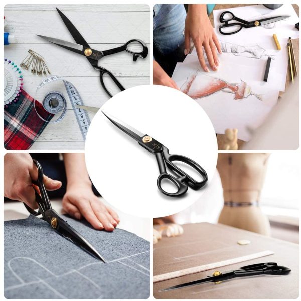 Sewing Scissors, 10 Inch Fabric Dressmaking Scissors Upholstery Office Shears for Tailors Dressmakers, Best for Cutting Fabric Leather Paper Raw Materials Heavy Duty High Carbon Steel(Right-Handed)