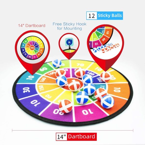 Gdaytao Kids Toys, Dart Board for Kids with 12 Balls - Boys Gifts Girls Toys for Indoor Outdoor Play, Birthday Party Throwing Target Games for Teen Children Age 3 4 5 6 7 8 9 10 11 12 Year Old and Up - Image 2