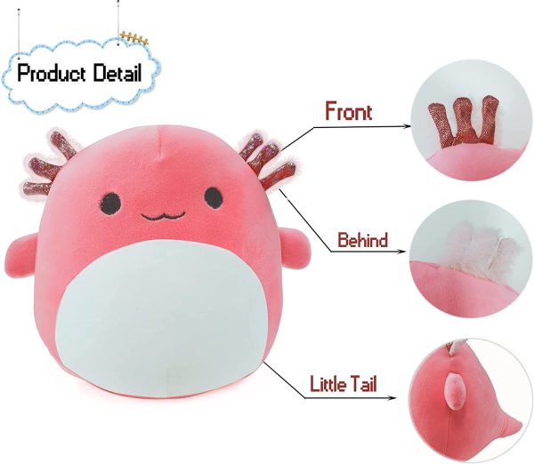 1Pcs Axolotl Stuffed Animal Plush Toy, 8 Inch Soft Salamander Plush Doll Toy, Great Gifts Prizes for Kids Adult Birthday, Christmas and Party (Pink)