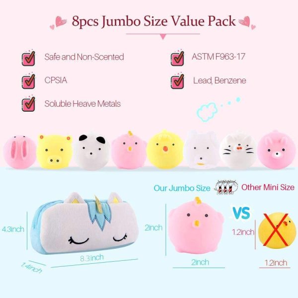 Jumbo Mochi Squishy Toys - 16 Pcs Squishies Toy Gifts for Teen Girls and Boys - Kawaii Animal with Unicorn Storage Bag Party Favors Kids Easter Egg Stuffers Toy Gift, Sensory Fidget Toy Set, Stress Relief Toys for Adults, Halloween Toys & Christmas Gifts for Kids - Image 6