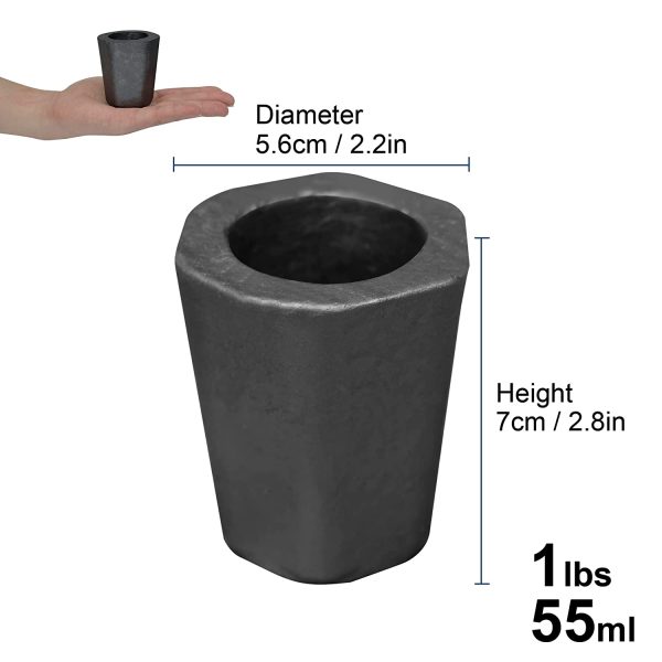 0.5 Kg Mini Silicon Carbide Graphite Crucibles for Melting Metal Steel Gold Silver Copper Brass Aluminum Lead Iron Casting Refining, Withstand 1800 ??/ 3272??(0.5 Kg, Pack of 1) - Image 5