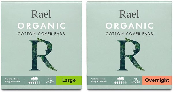 Rael Organic Cotton Cover Pads - Large Pads 1 Pack and Overnight Pads 1 Pack - Image 2