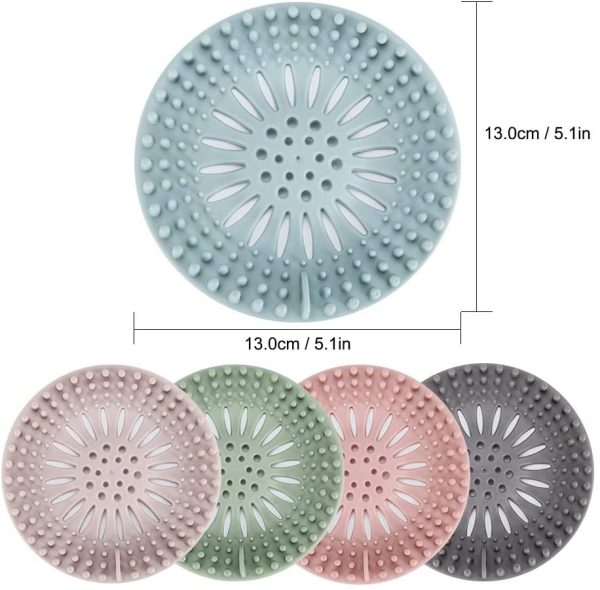 Hair Catcher Durable Silicone Hair Stopper Shower Drain Covers Easy to Install and Clean Suit for Bathroom Bathtub and Kitchen 5 Pack - Image 4