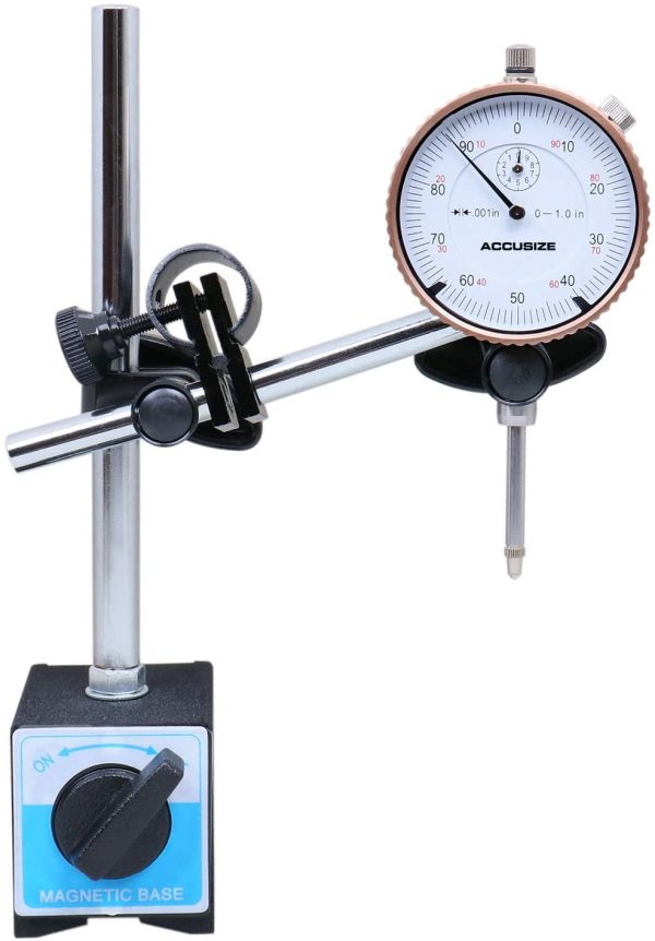 Accusize Industrial Tools 0-1 inch x 0.001 inch Dial Indicator with Magnetic Base Set, 60 Kg Capacity, Eg00-1038 - Image 5