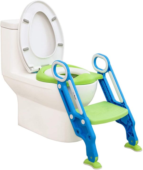 Potty Training Seat with Step Stool Ladder for Kids and Toddler,  Sturdy Potty Ladder with Soft Padded Cushion for Toddler Boys and Girls,Toddler Toilet Training Seat Chair(Blue Green) - Image 5